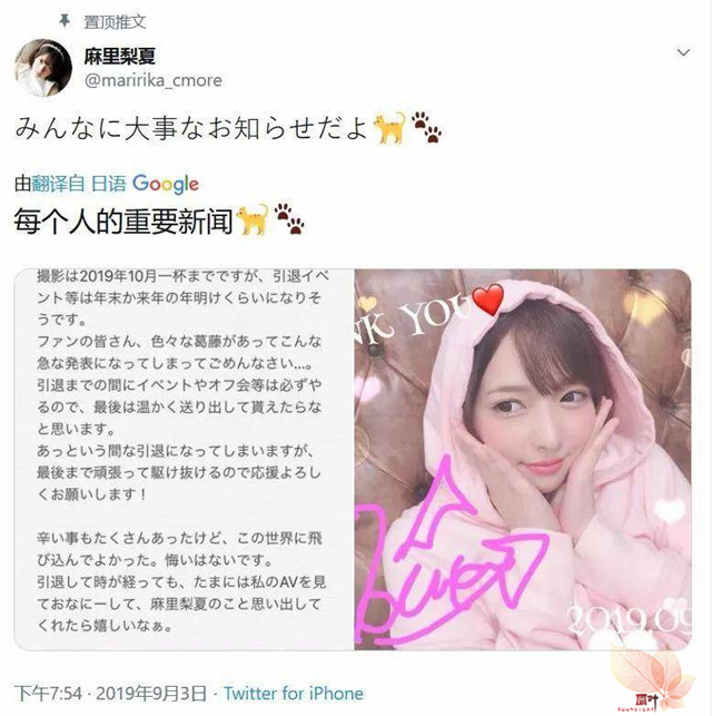 悲伤第四连：业界最强妹妹「麻里梨夏」引退